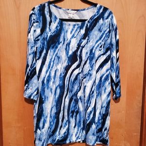 🟦 CJ Banks Blue Marble 3/4 Sleeve Top - 1x